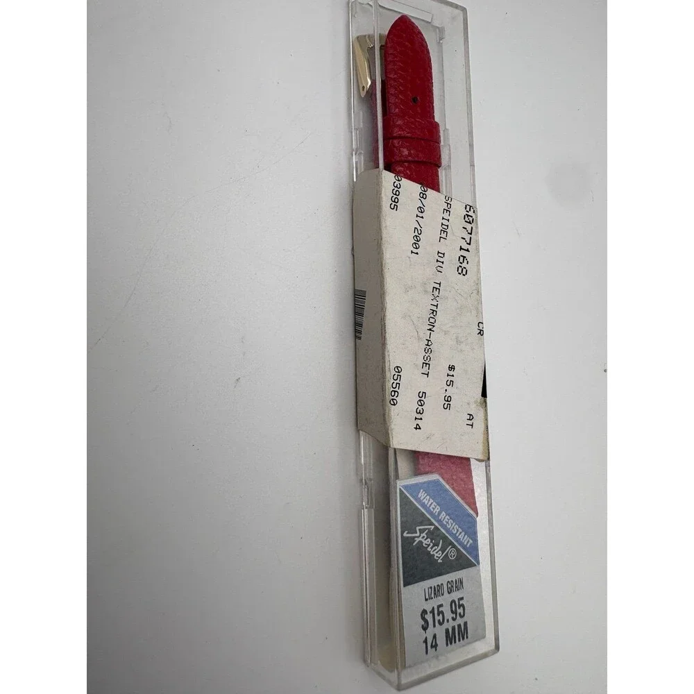 Speidel 14mm Red Lizard Grain Genuine Leather Watch Band Strap Gold Buckle NOS